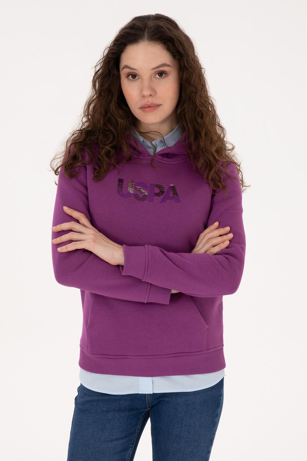 Kad_n Menek_e Kap__onlu Basic Sweatshirt
