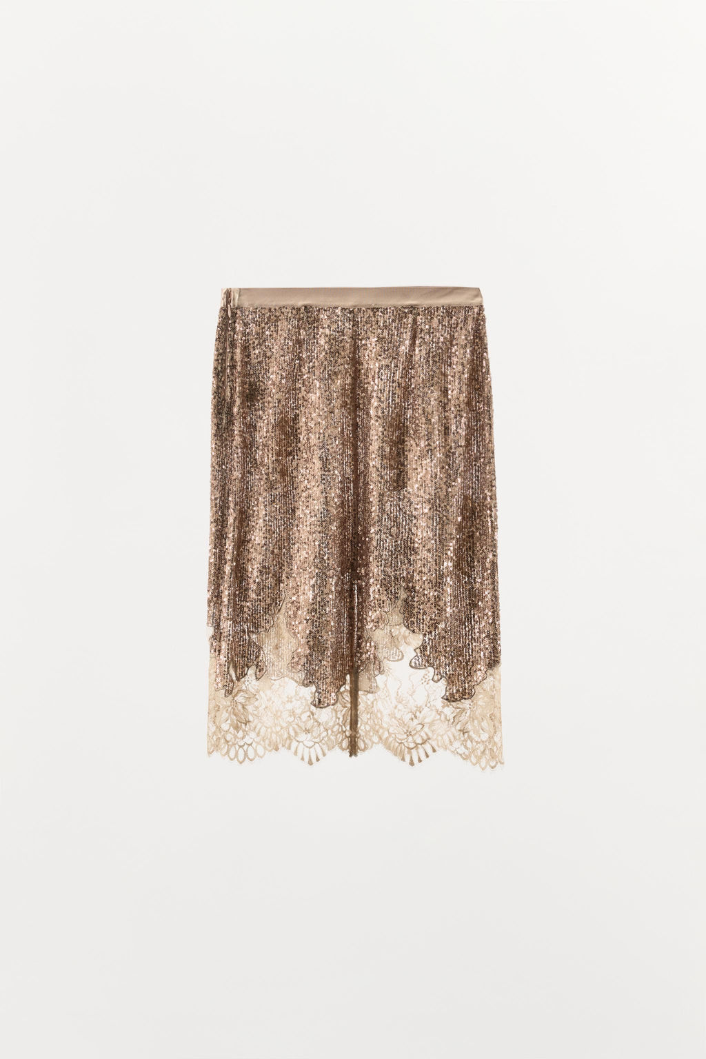 FALDA LENTEJUELAS ENCAJE / Cobre - Zara фото 6