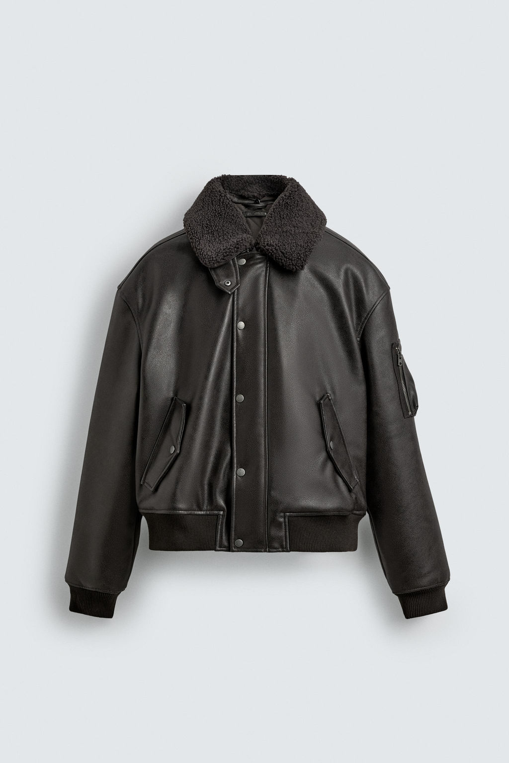 LEATHER EFFECT JACKET WITH DETACHABLE COLLAR - Zara фото 15