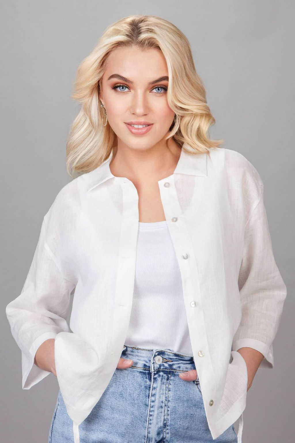 Блузка Лён 4387/01/Белый