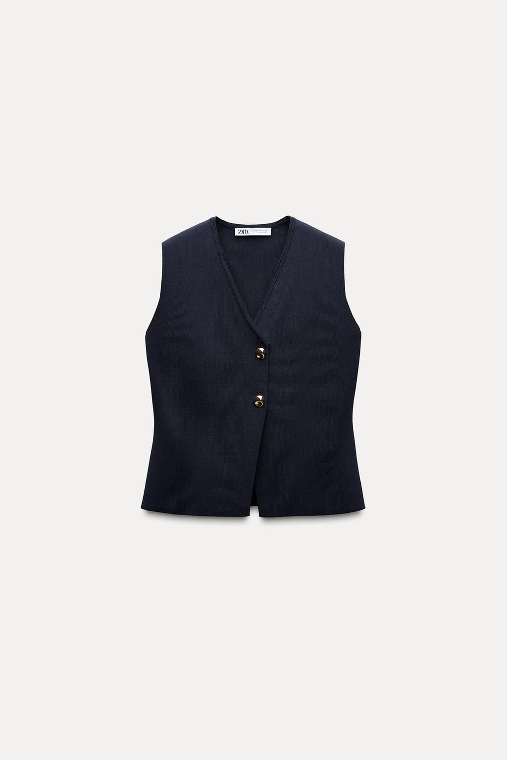PLAIN KNIT TOP WITH GOLD BUTTON - Zara фото 12