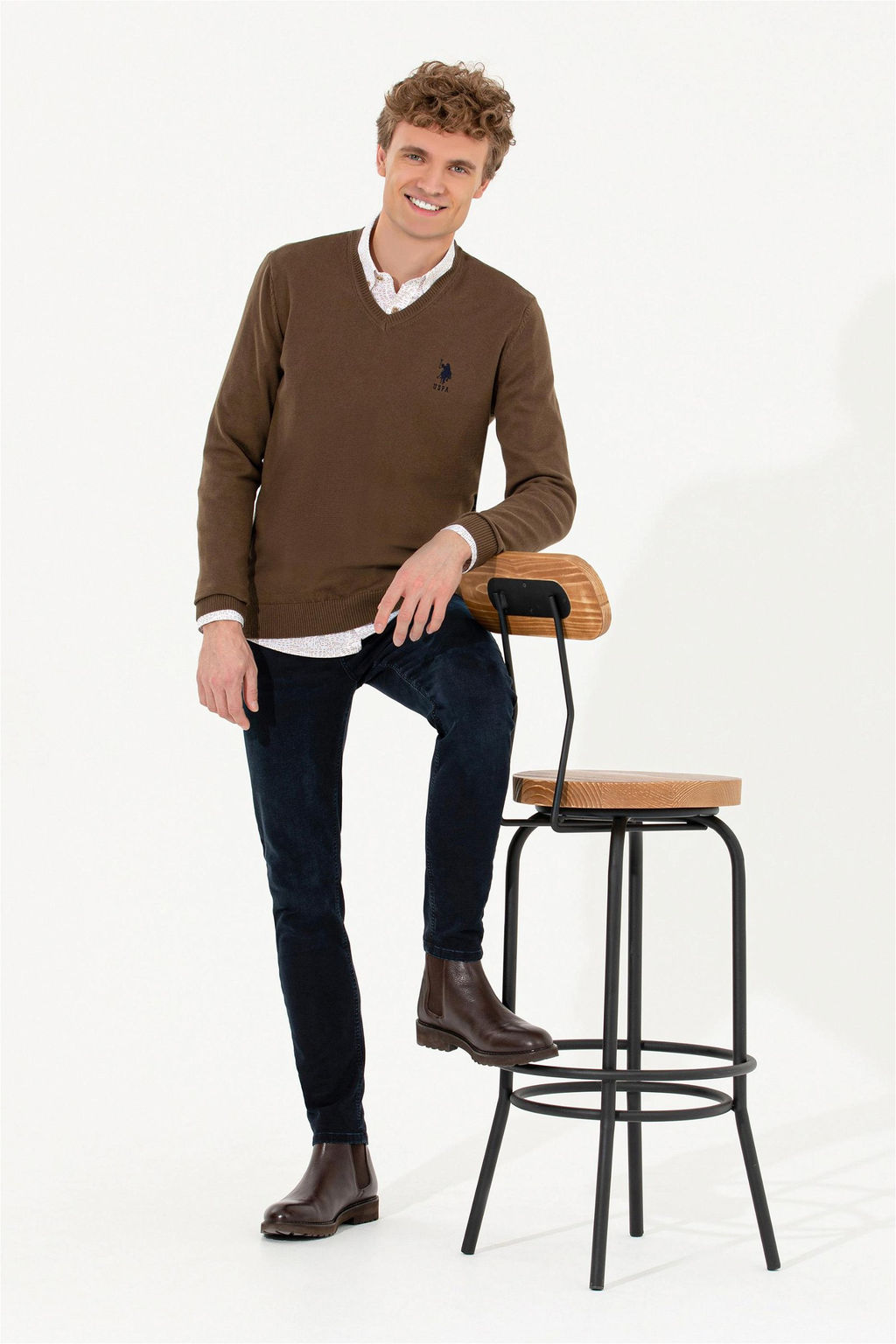 Мужской базовый свитер кокосового цвета Неожиданная скидка в корзине - U.s. polo assn фото 4