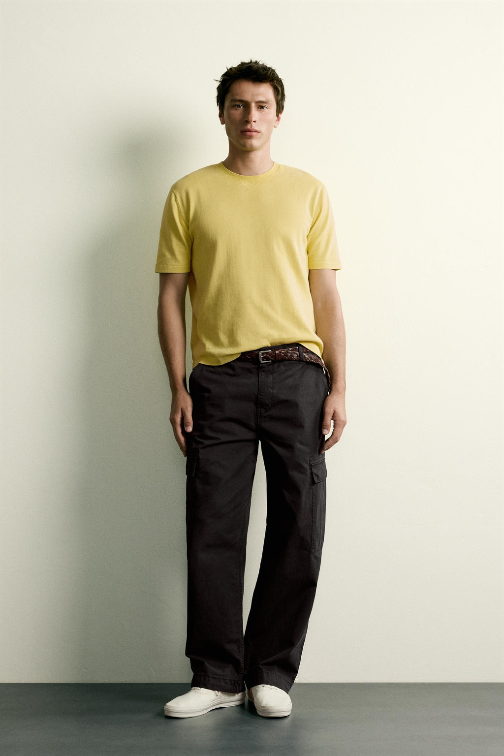 CAMISETA PUNTO REGULAR FIT / Amarillo claro