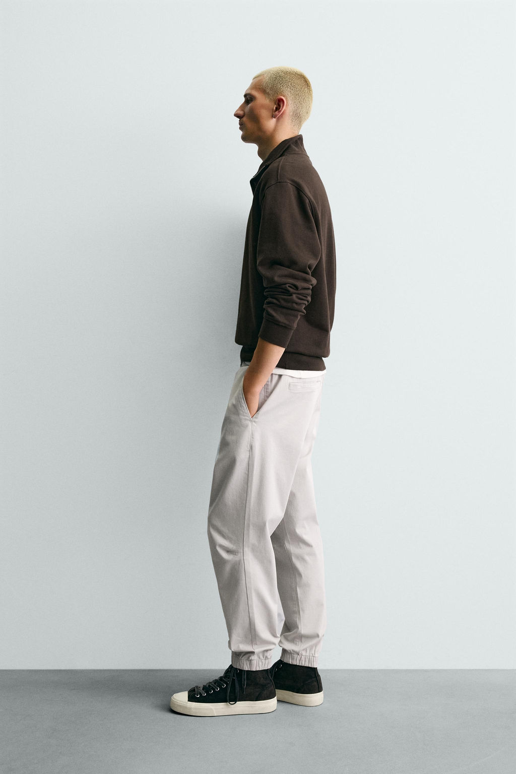 PANTAL?N CINTURA JOGGER SLIM FIT / Gris claro - Zara фото 4