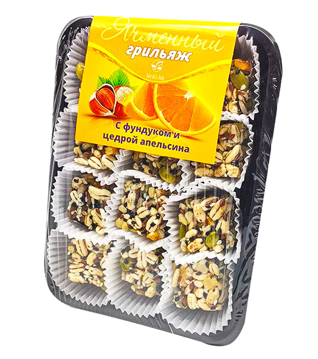 Enjoyment "Грильяж Ячменный с фундуком и цедрой апельсина", конфеты 80 г.