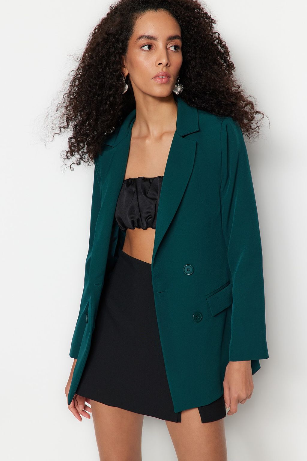 TRENDYOLMILLA Antrasit Regular Astarl? Dugme Detayl? Dokuma Blazer Ceket TWOAW21CE0264 фото 11