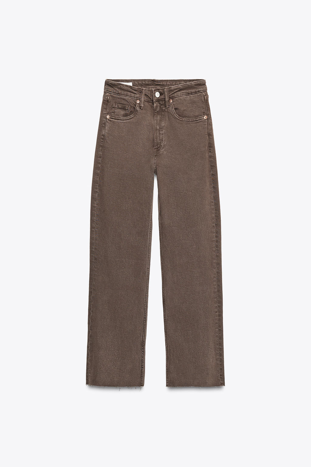 JEANS TRF CROPPED FLARE TIRO ALTO / Marr?n - Zara фото 5