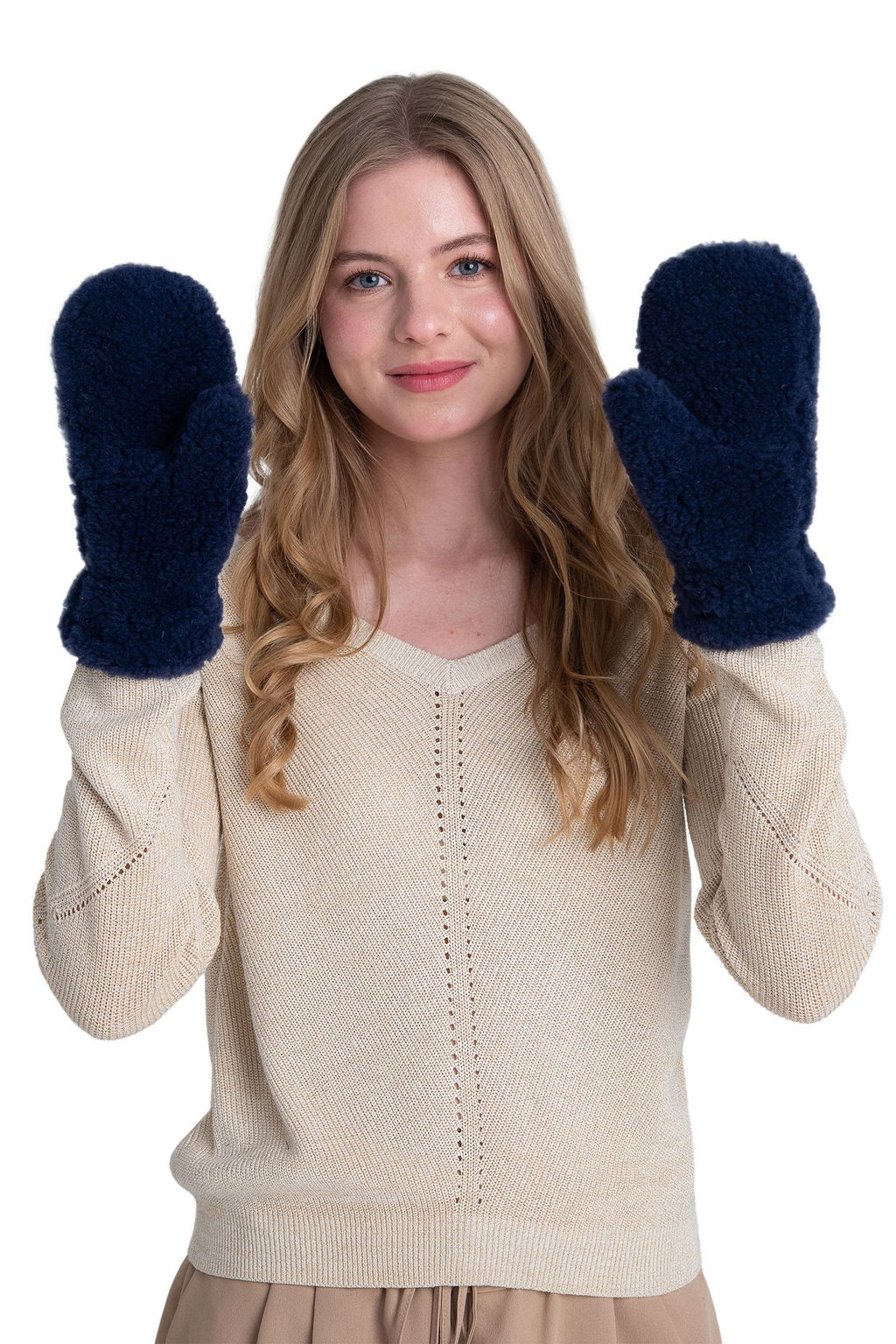 Варежки меховые на резинке ВАНИЛЬ - Woollamb фото 18