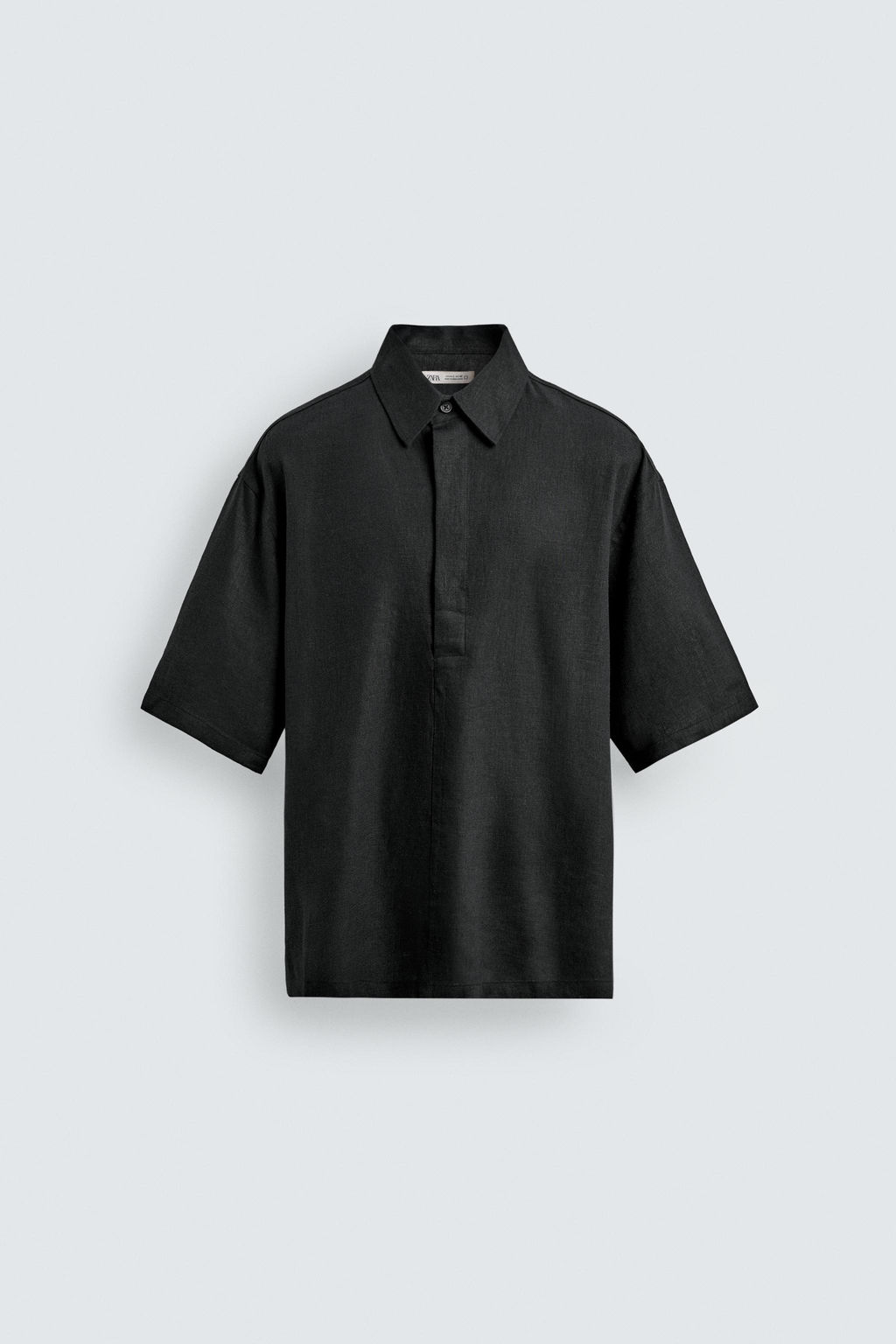 CAMISA POLO REGULAR FIT LINO - VISCOSA / Negro - Zara фото 7