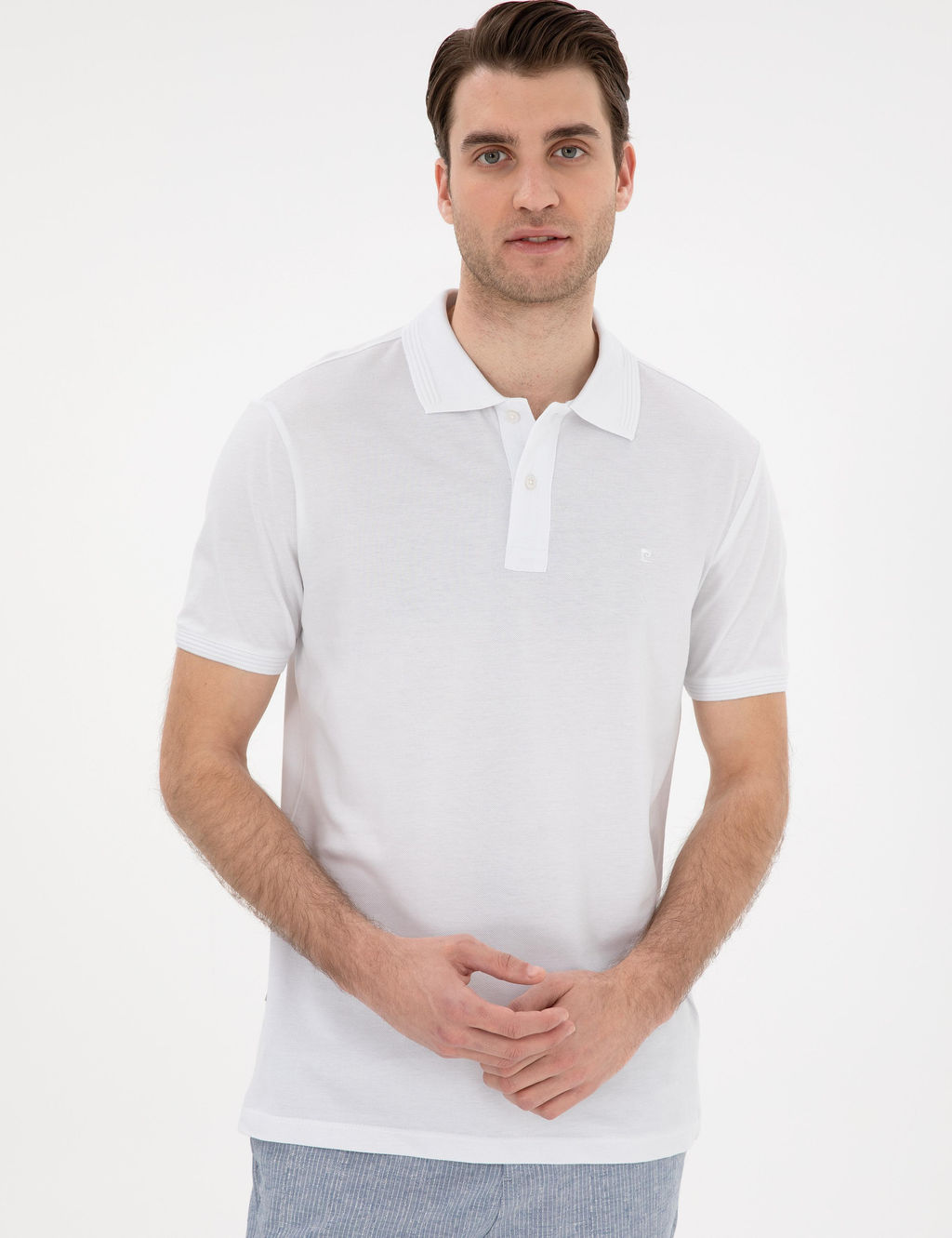 Beyaz Slim Fit K_vr_lmaz Polo Yaka Basic Ti__rt - Pierre cardin фото 10