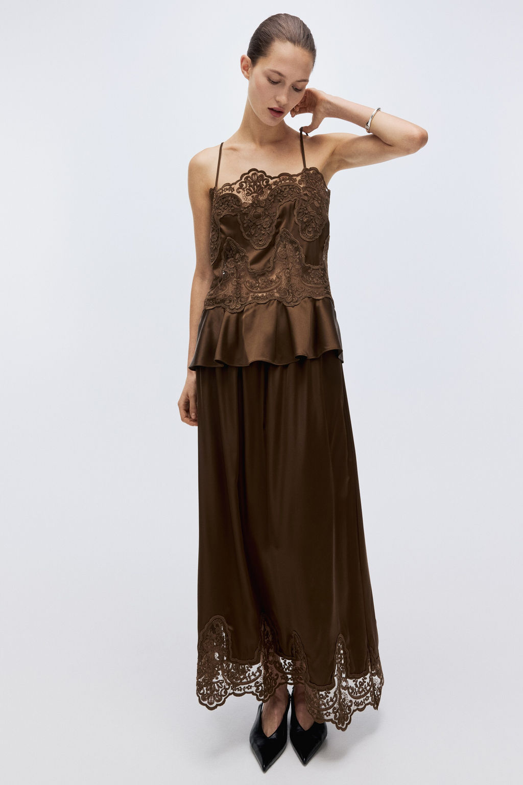 Top de sat?n con detalles de encaje - H&m фото 6