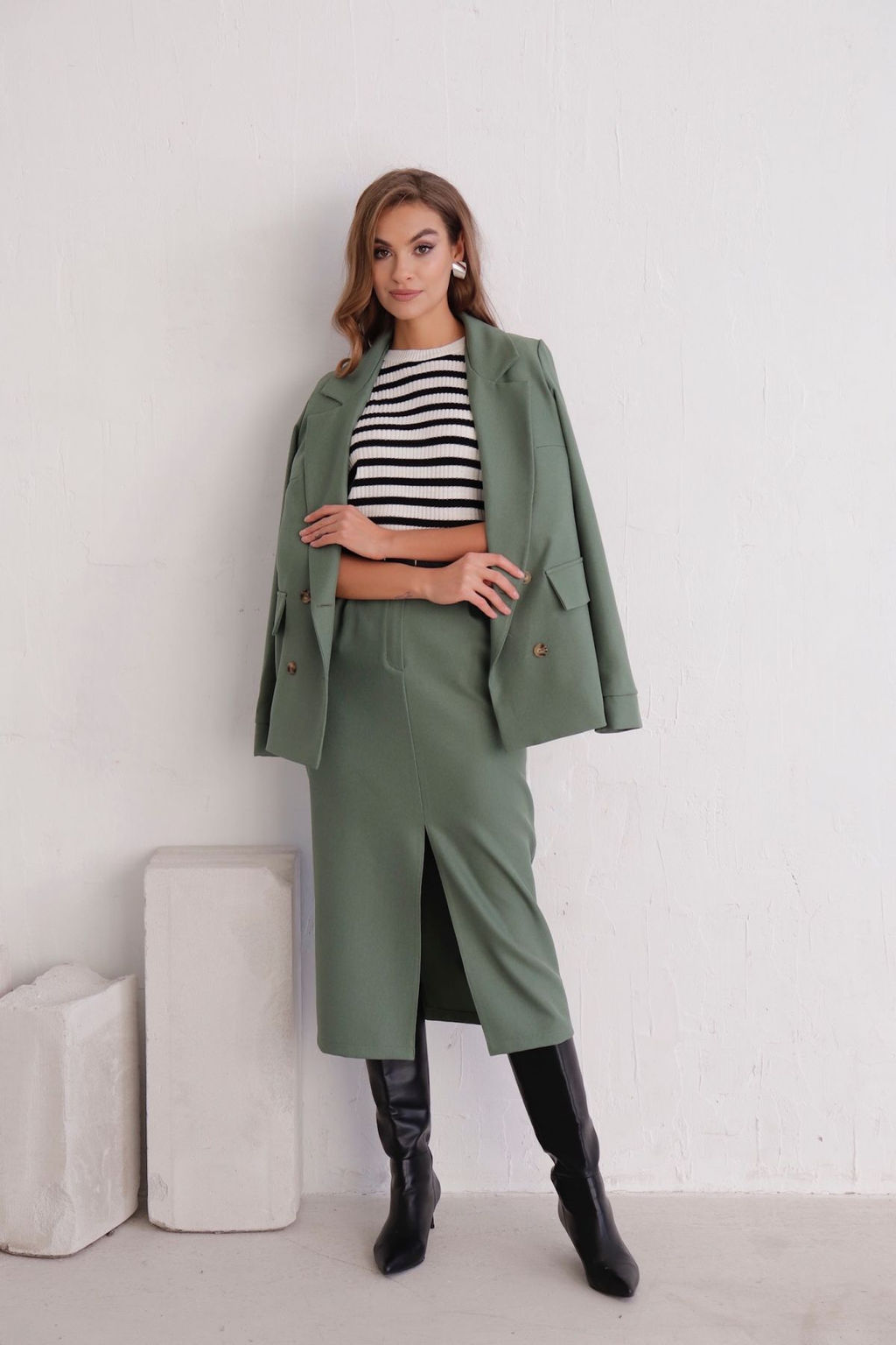 11721 Юбка миди-макси в приглушённом зелёном - Martichelli фото 3