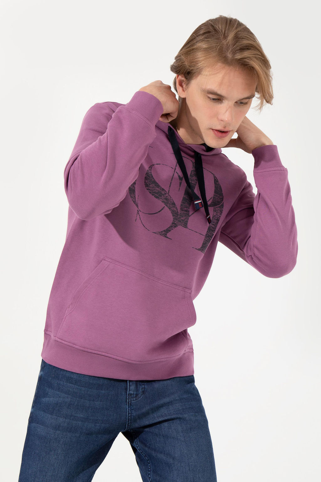 Erkek Menek_e Kap__onlu Sweatshirt