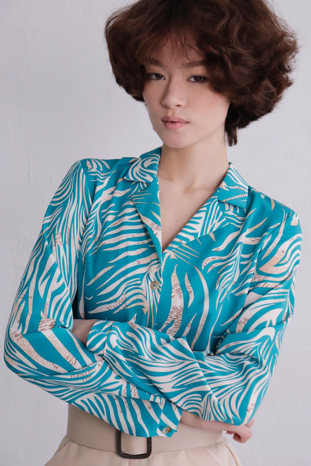 11551 Блуза с английским воротником бирюзовая - Martichelli фото 4