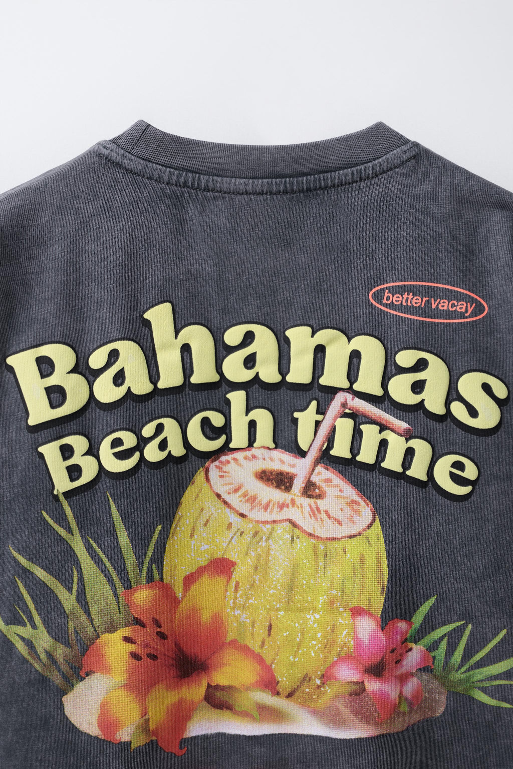 CAMISETA GARMENT DYE ESTAMPADO / Gris antracita - Zara фото 4