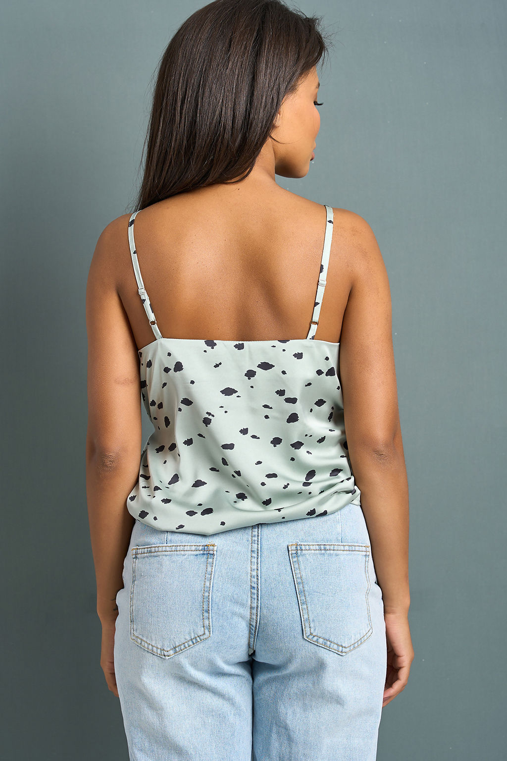 Топ летний атласный с запахом фисташковый - Fly фото 2