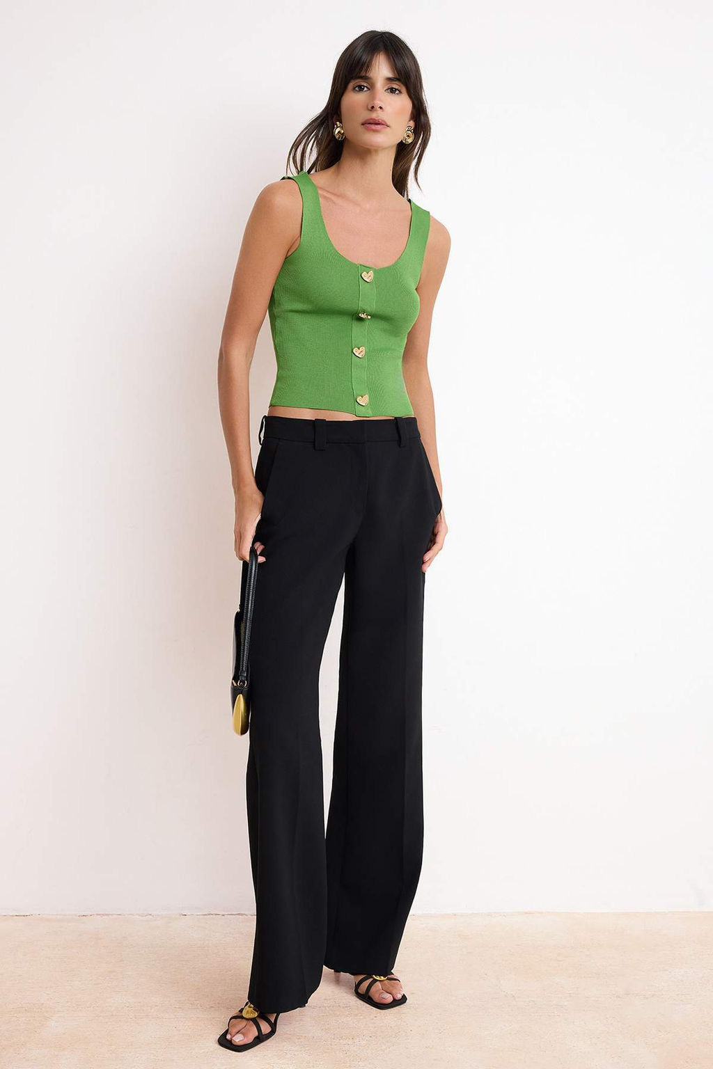 Yag Yesil Kalp Dugme Detayl? Crop Triko Bluz TWOSS26BZ00321 - Trendyolmilla фото 2