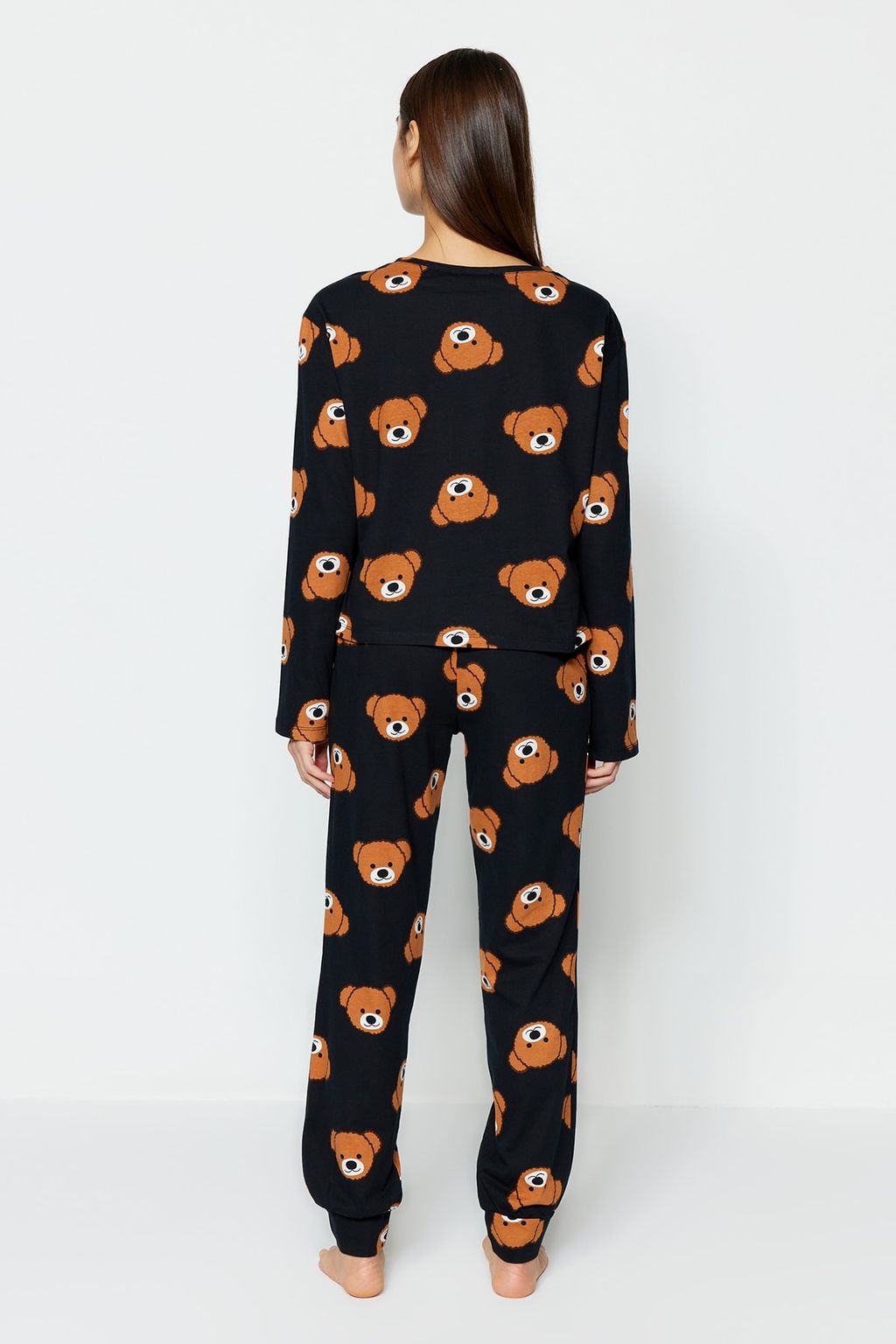 Trendyolmilla Siyah %100 Pamuklu Ay?c?kl? Orme Pijama Tak?m? THMAW23PT00514  фото 10