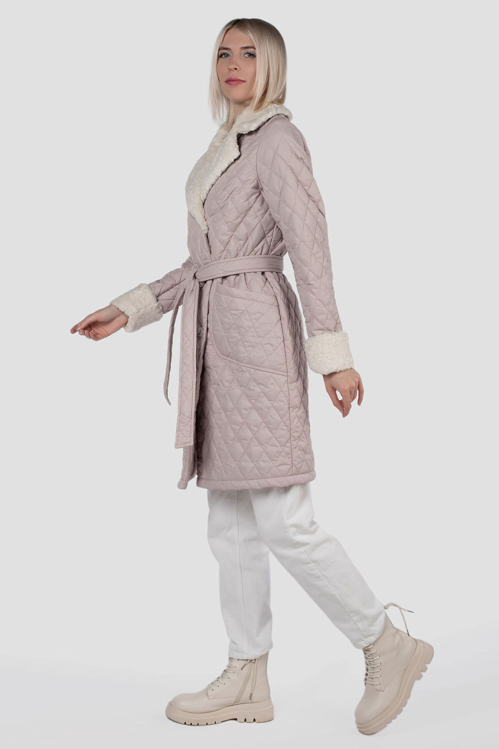 01-11626 Пальто женское демисезонное (пояс) - El podio фото 4