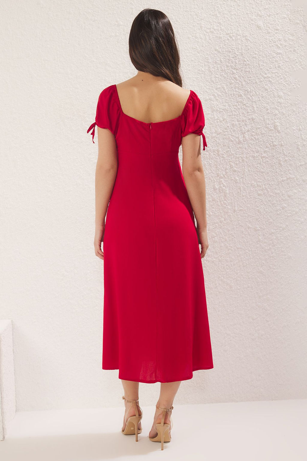 Yesil Duz Maxi Dokuma Elbise TWOSS25EL00662 - Trendyolmilla фото 8