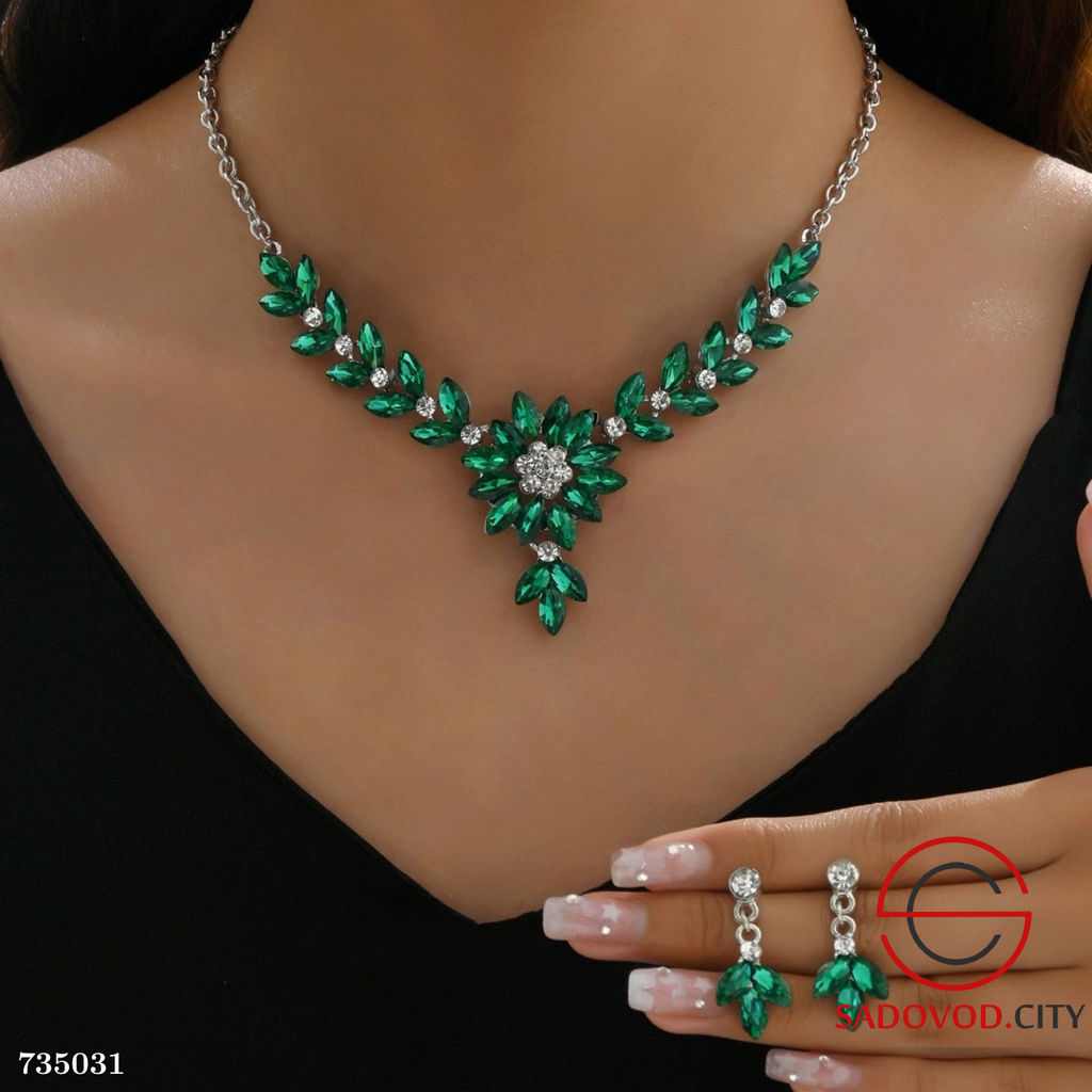 Комплект ожерелье и сережки с цветком и кристаллами - Bruno фото 3