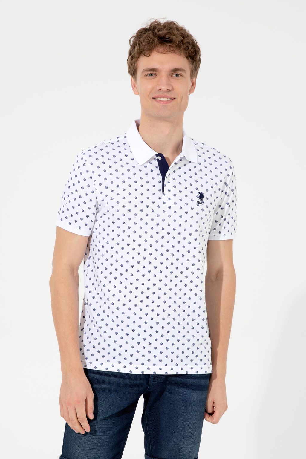 U. S. Polo Assn Мужская белая футболка с воротником-поло - U.s. polo assn фото 3