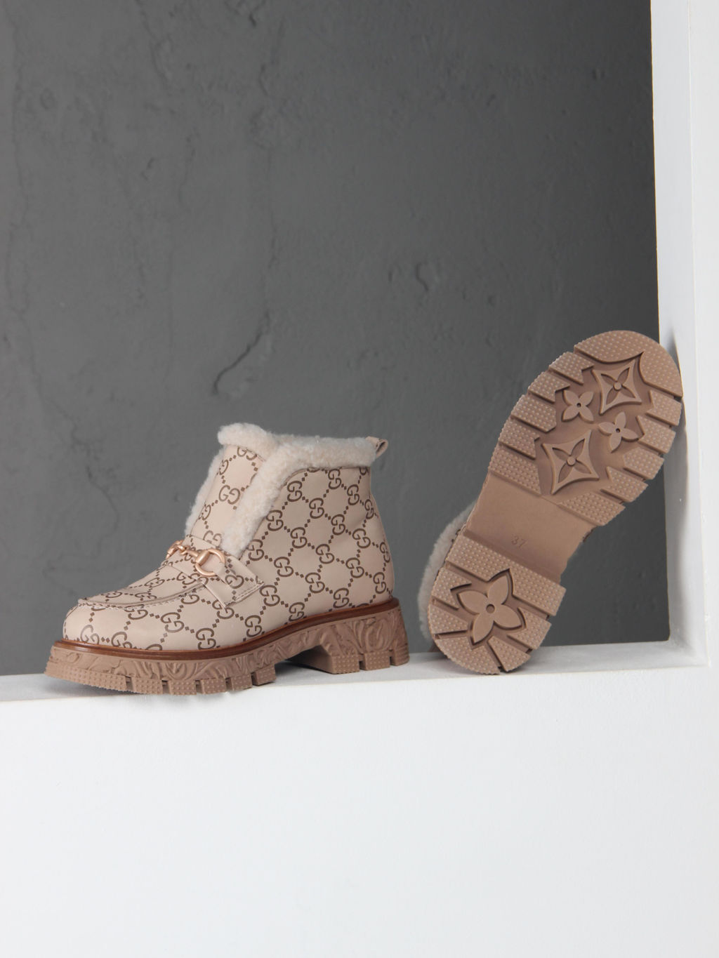 Ботинки EDART 307. PODYUM141 br. бежевый гучи коричневый/шерсть - Ed'art фото 7