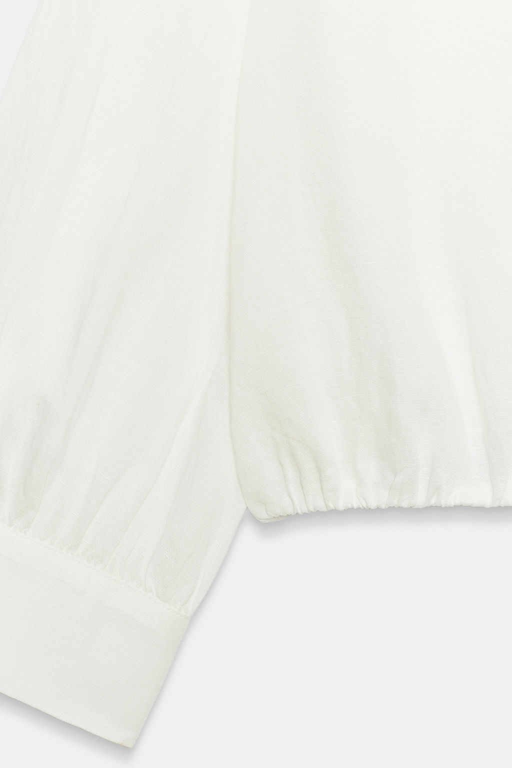 CAMISA GLOBO ALAMARES CON LINO / Blanco