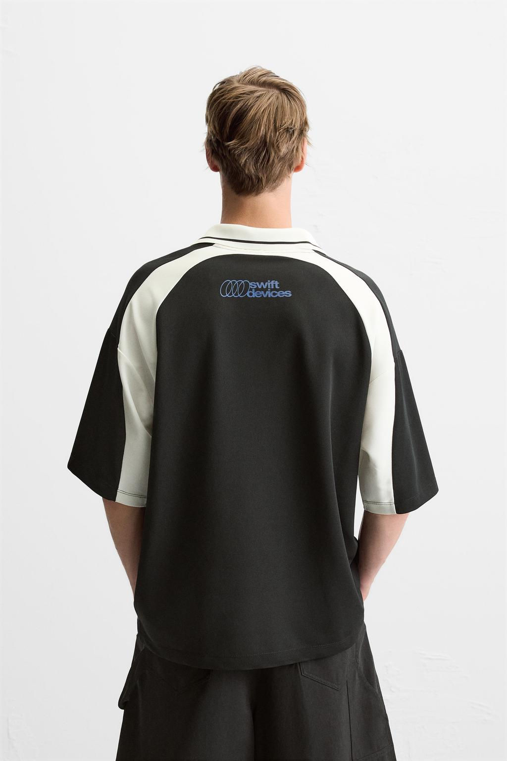 COLOUR BLOCK POLO T-SHIRT WITH SLOGANS - Zara фото 4