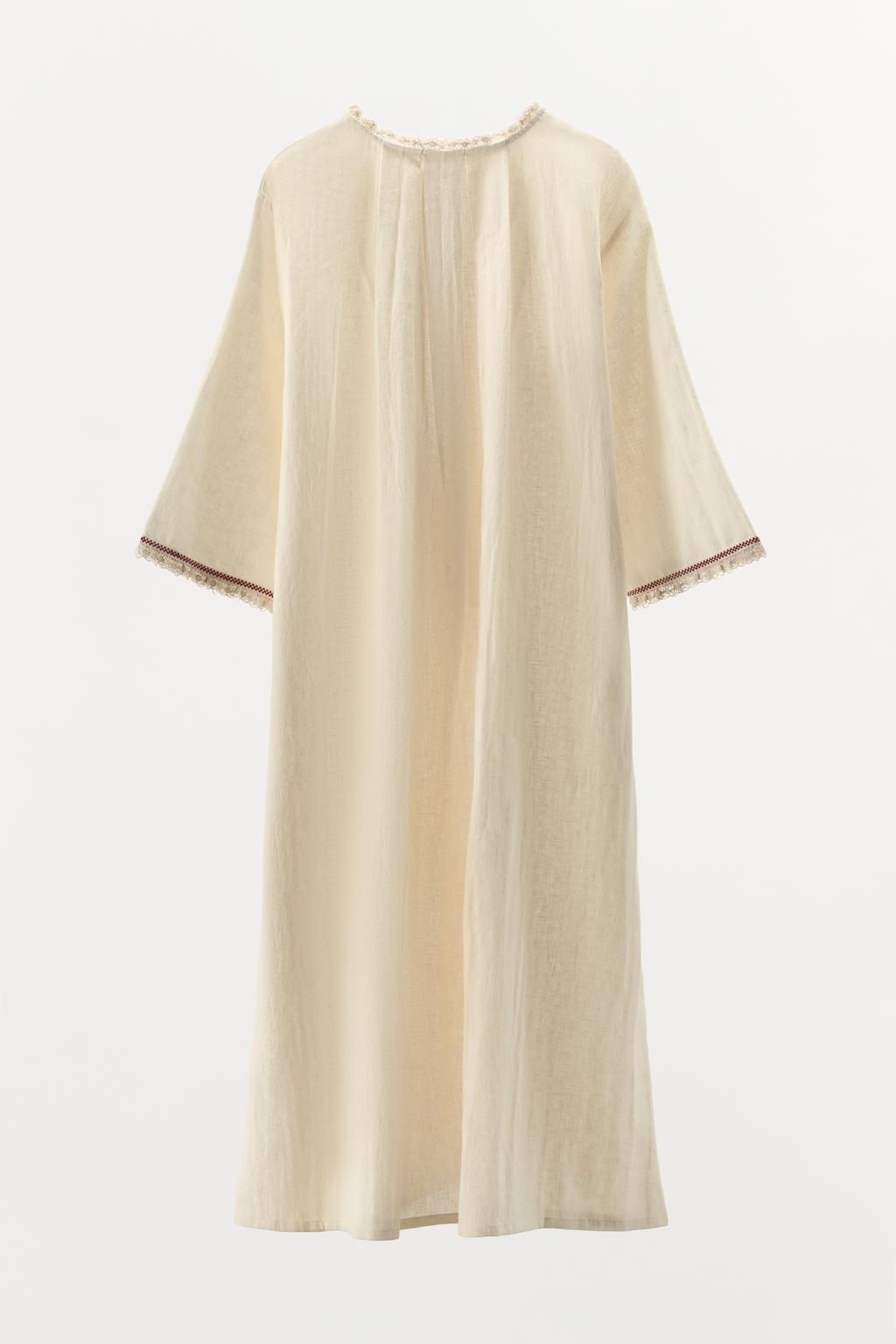 LIMITED EDITION CONTRAST LINEN BLEND KAFTAN - Zara фото 7