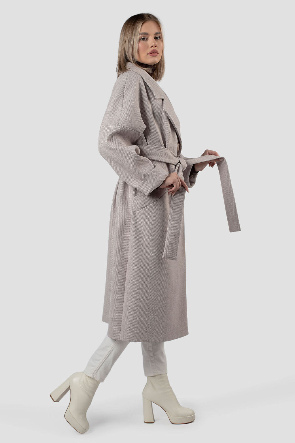 01-11936 Пальто женское демисезонное (пояс) - El podio фото 4