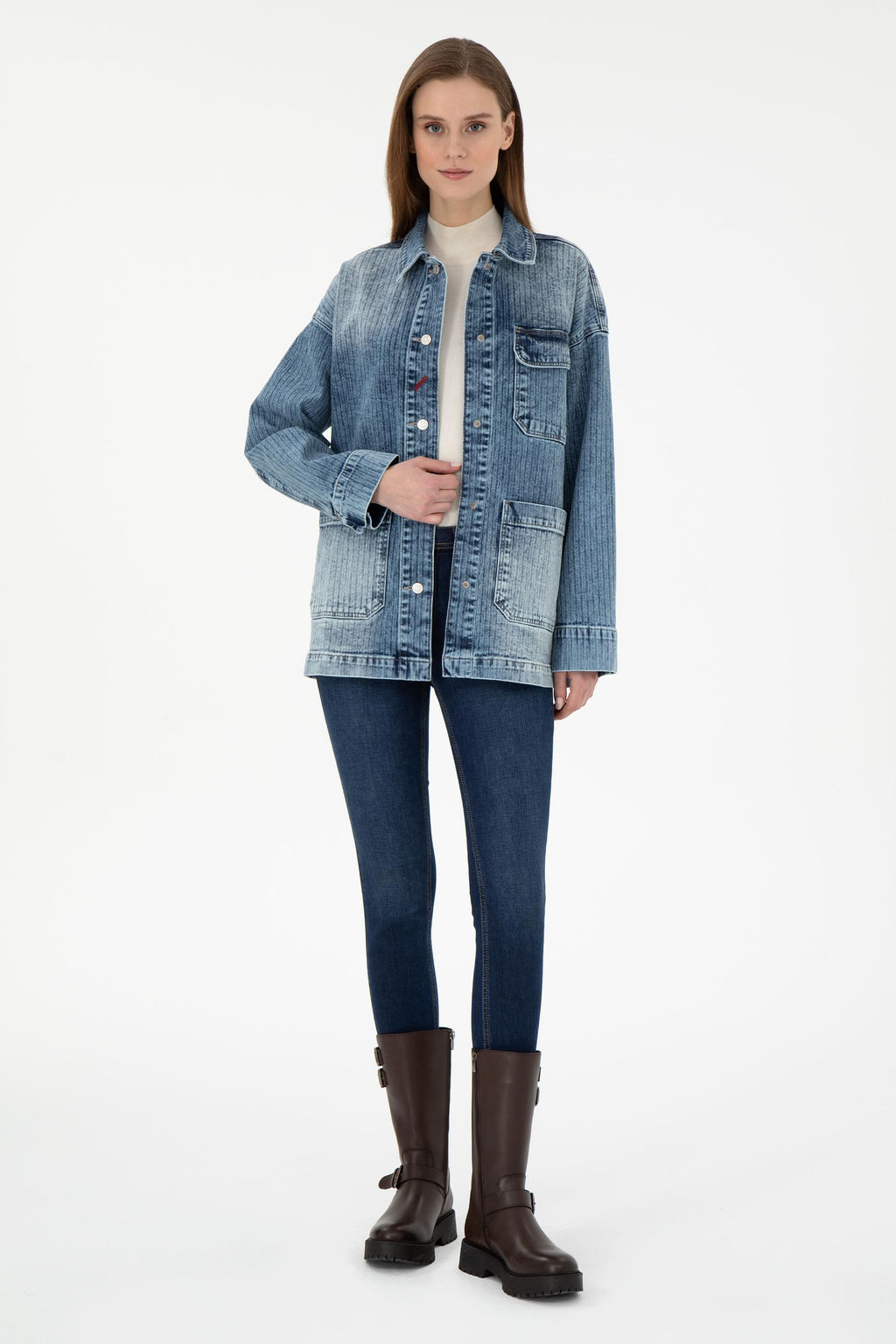 Женская голубая джинсовая рубашка Неожиданная скидка в корзине - U.s. polo assn фото 4