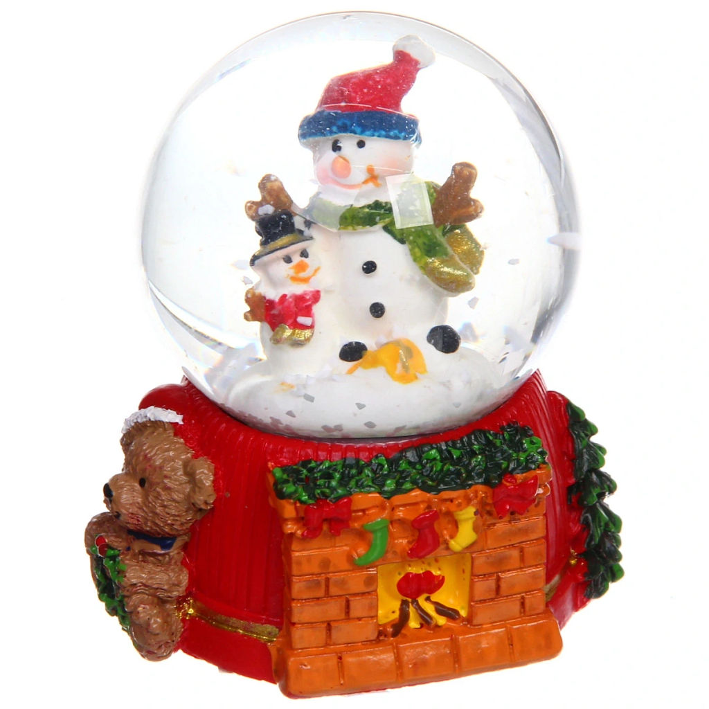 Сувенир новогодний "Снежный шар - Зима" d-4,5 см (подст.5,5*5,6 см), микс