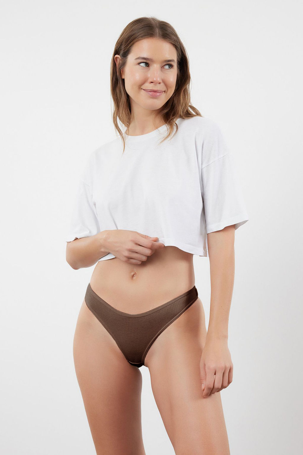 TRENDYOLMILLA Cok Renkli 5li Paket Fitilli Tanga Orme Kulot THMSS24KU00045  фото 16