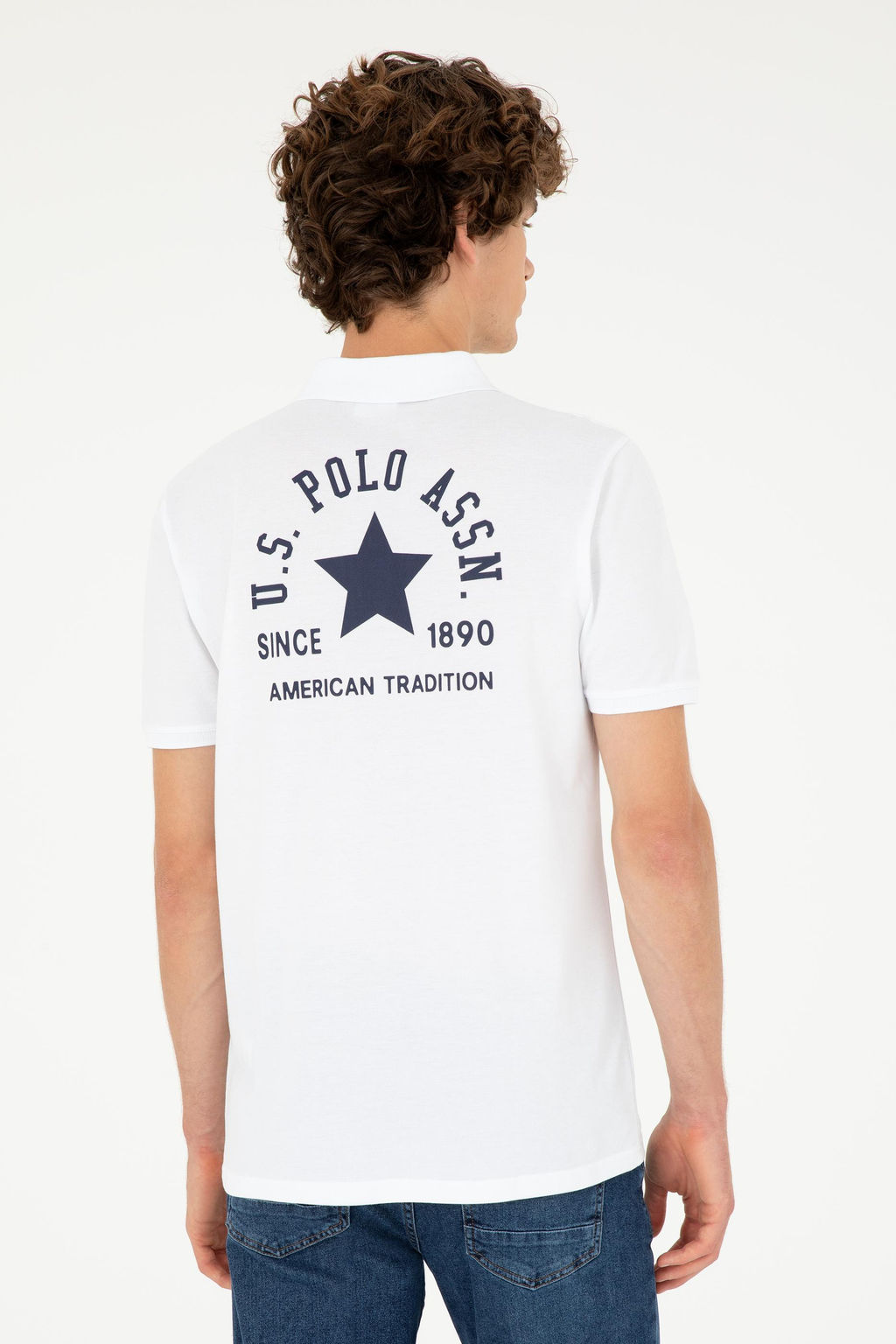 Футболка Regular Fit Polo Yaka белая из хлопка