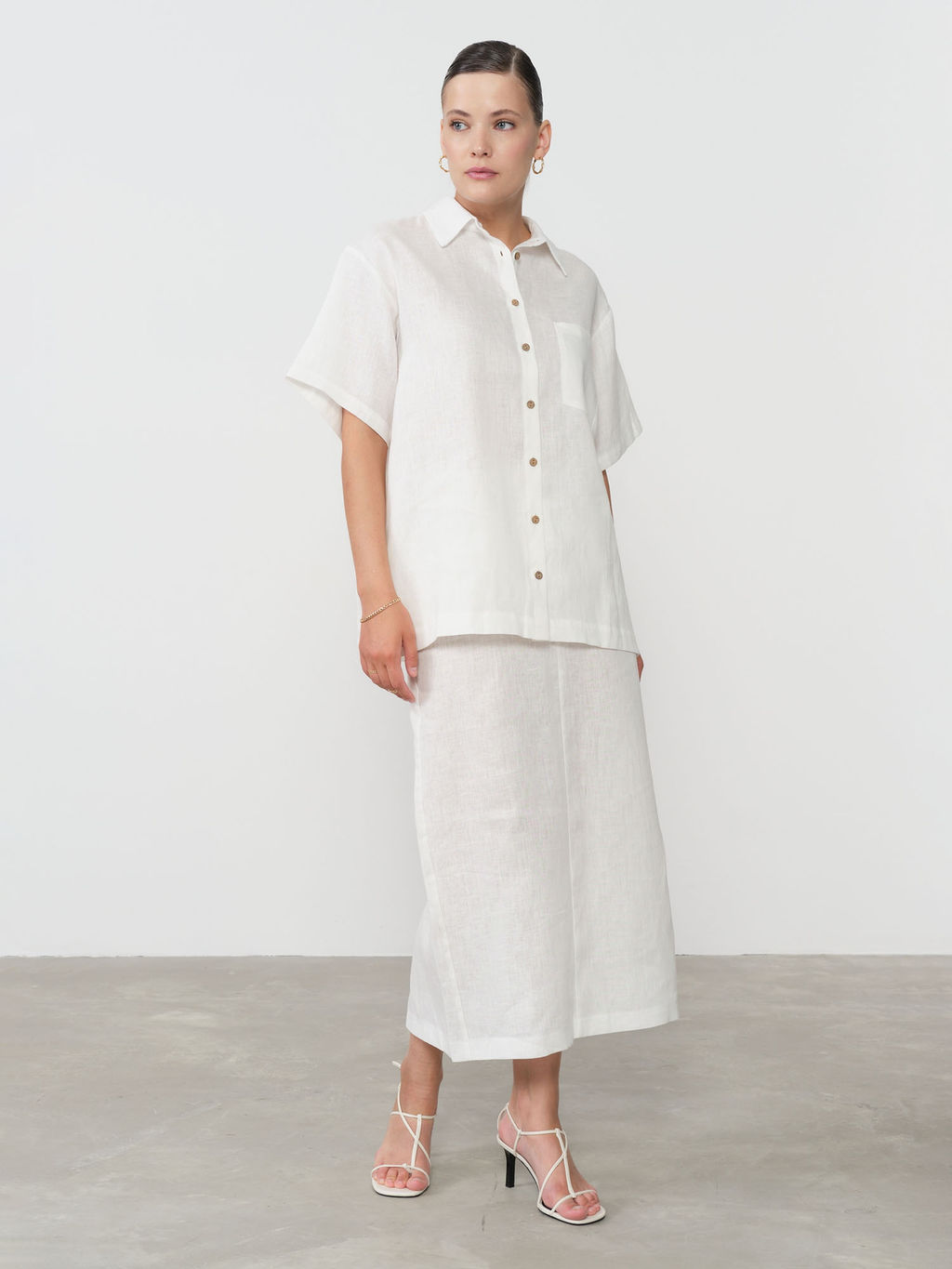 Рубашка льняная 801201 айвори