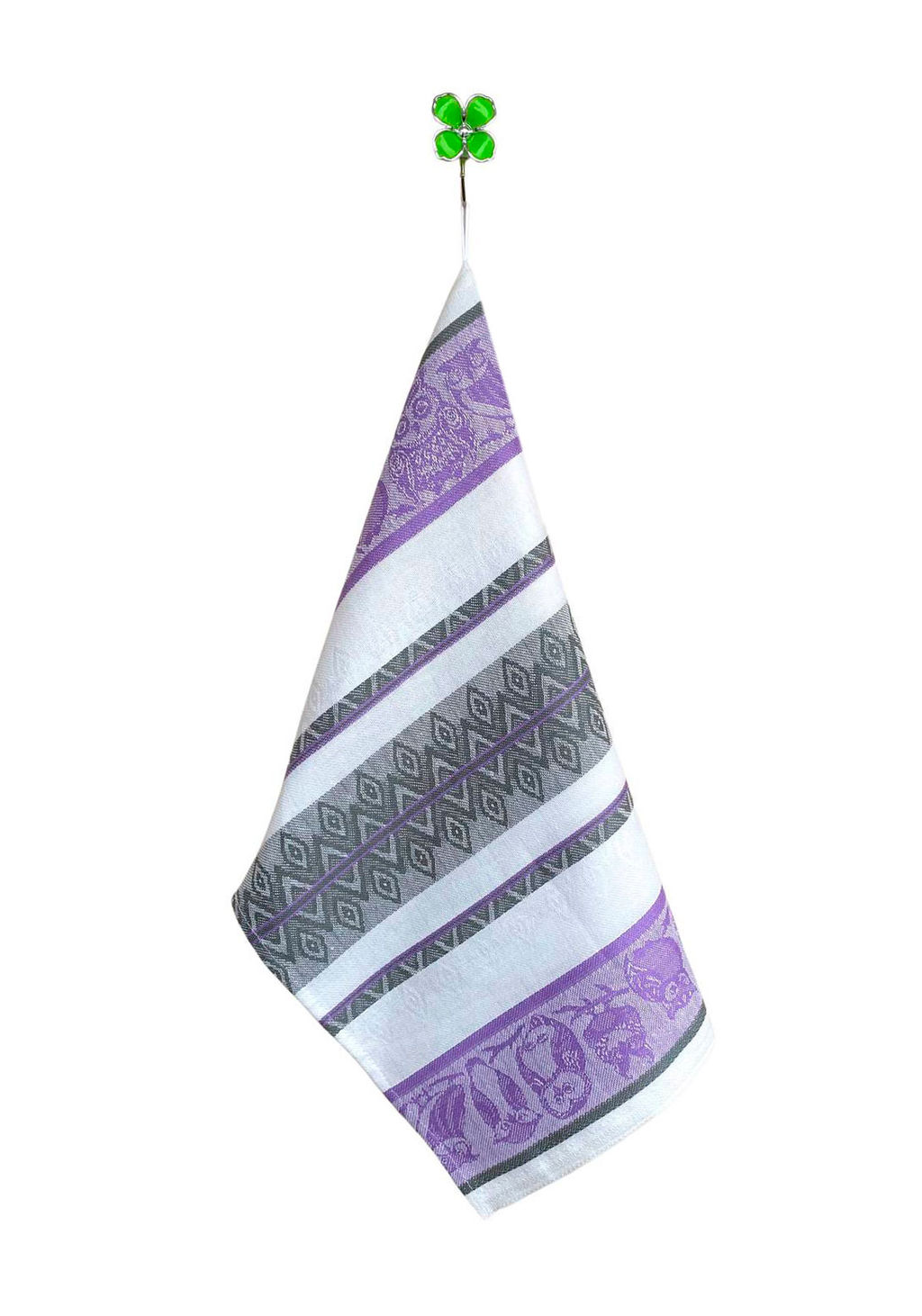 Полотенце кухонное 50*70 см, жаккардовое, 100 % лён (Совята, серо-сиреневый) - Ивановотекстиль фото 2