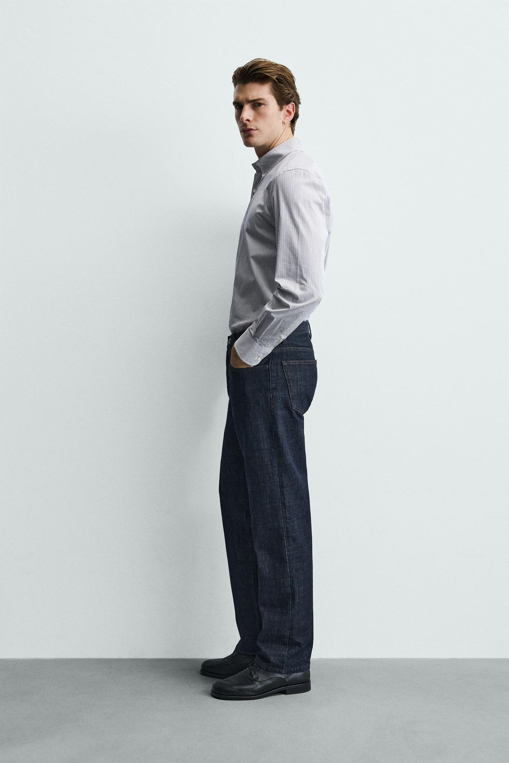 Рубашка Regular Fit в клетку коричневая