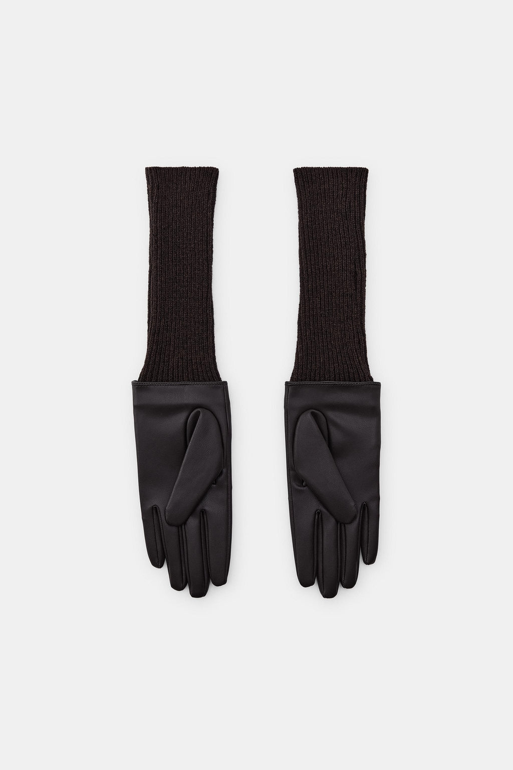 COMBINED LEATHER EFFECT GLOVES - Zara фото 4
