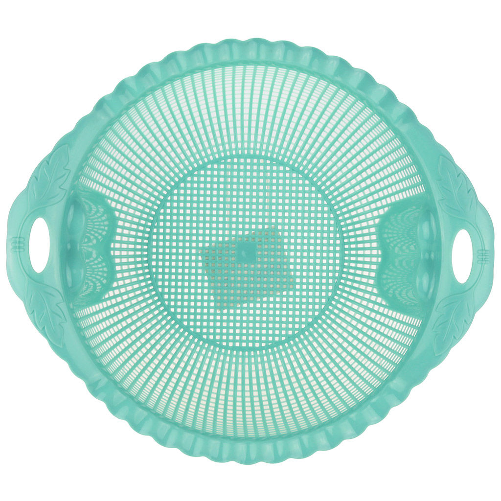 Дуршлаг пластмассовый Лист д23,5см h8см, с ручками, волнистый край, цвета в ассортименте: розовый, бирюзовый (Китай) - Домашняя мода фото 6