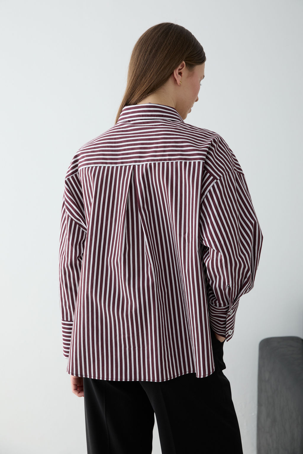 Koyu Kahverengi-Ekru Cizgili Yar?m Dugmeli Oversize Dokuma Bluz TWOSS26BZ00565 - Trendyolmilla фото 13