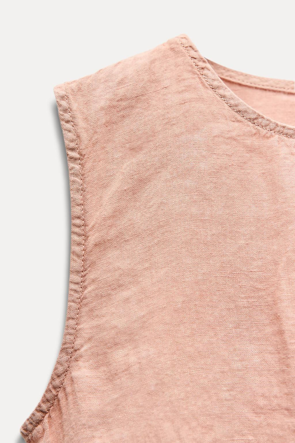 ZW COLLECTION 100% LINEN TOP WITH TIES - Zara фото 4