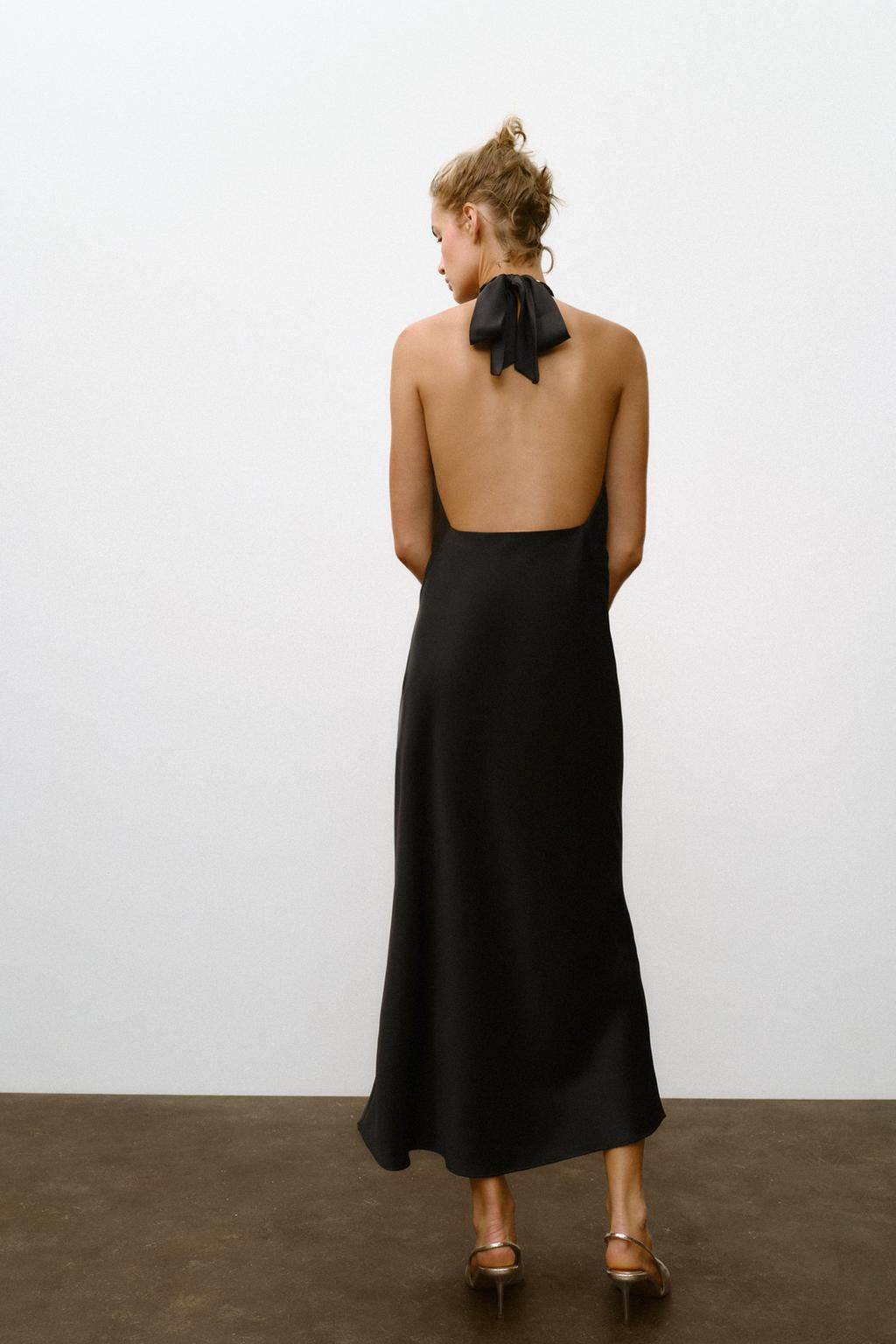 OPEN BACK SATIN MIDI DRESS - Zara фото 5