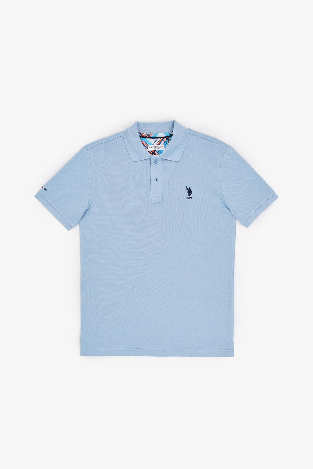 Erkek Slim Fit Polo Yaka Mavi Basic Ti__rt