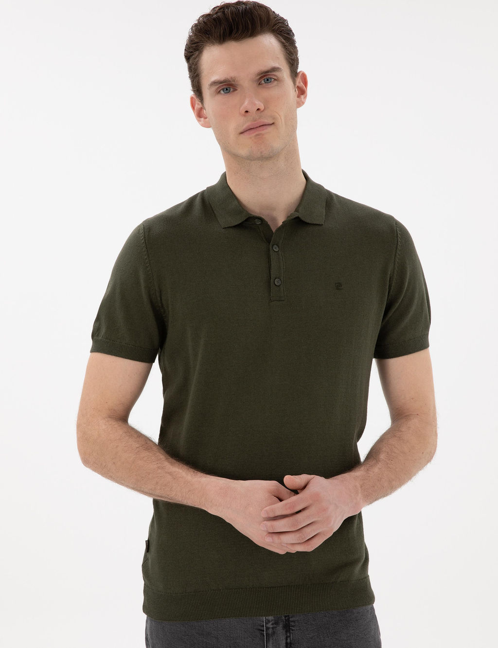Haki Slim Fit D__meli Polo Yaka Triko Ti__rt - Pierre cardin фото 3