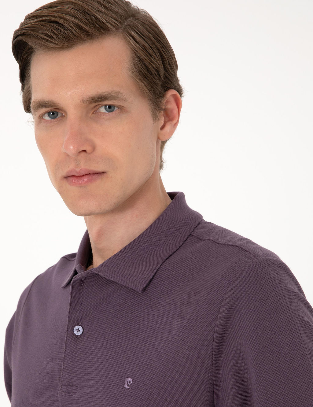 Mor Slim Fit K_vr_lmaz Polo Yaka Basic Pike Sweatshirt