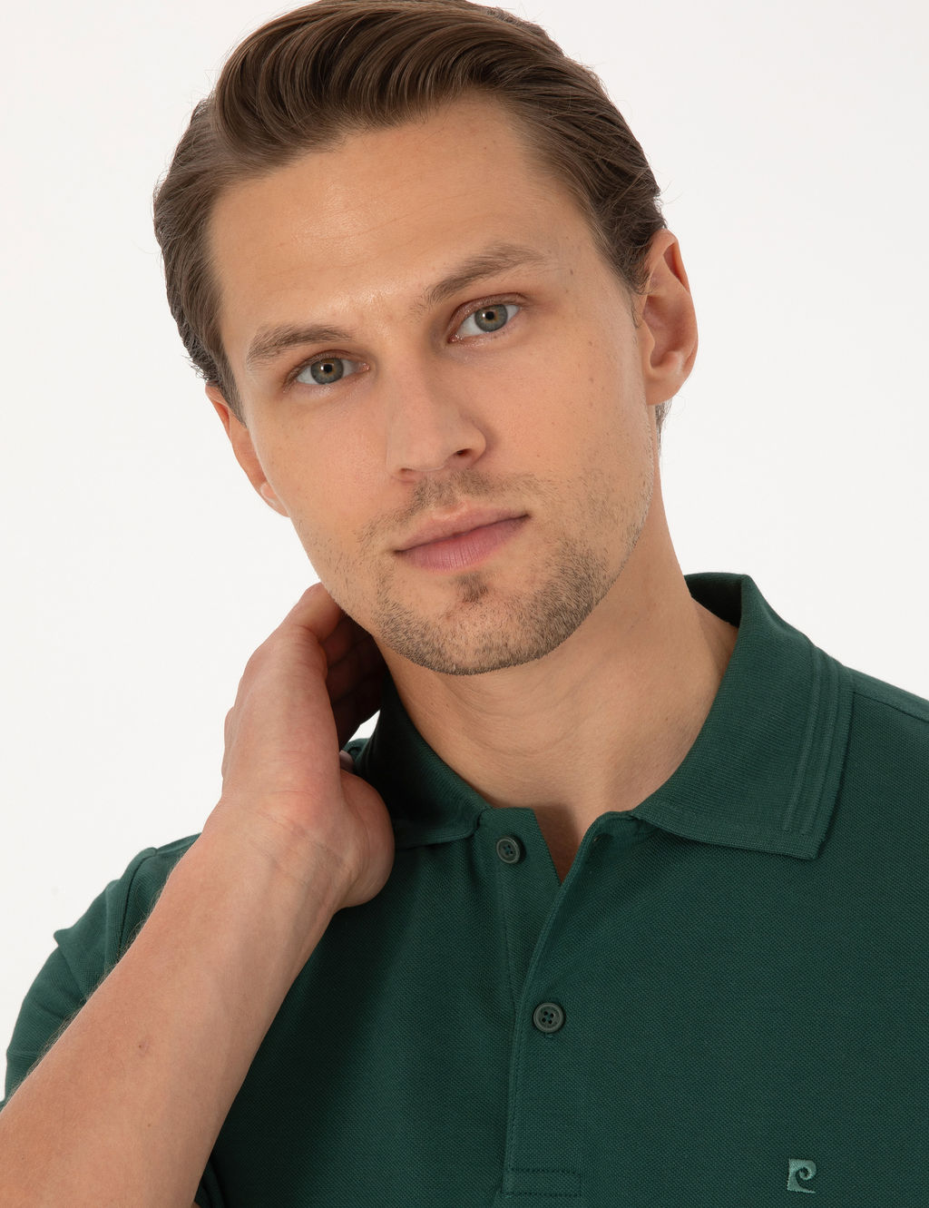 Koyu Ye_il Slim Fit %100 Pamuk K_vr_lmaz D__meli Polo Yaka Basic Ti__rt