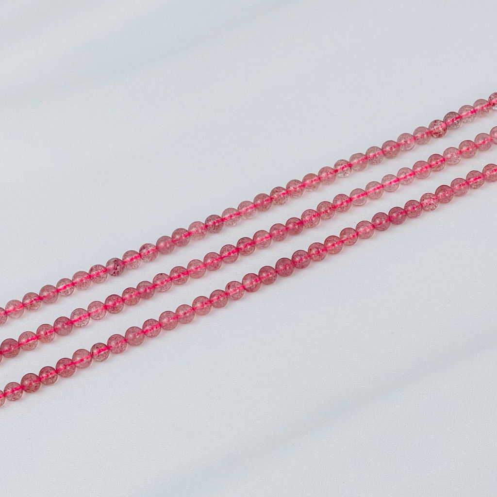 Бусины для украшений из Клубничного кварца (78 бусин) 39 см