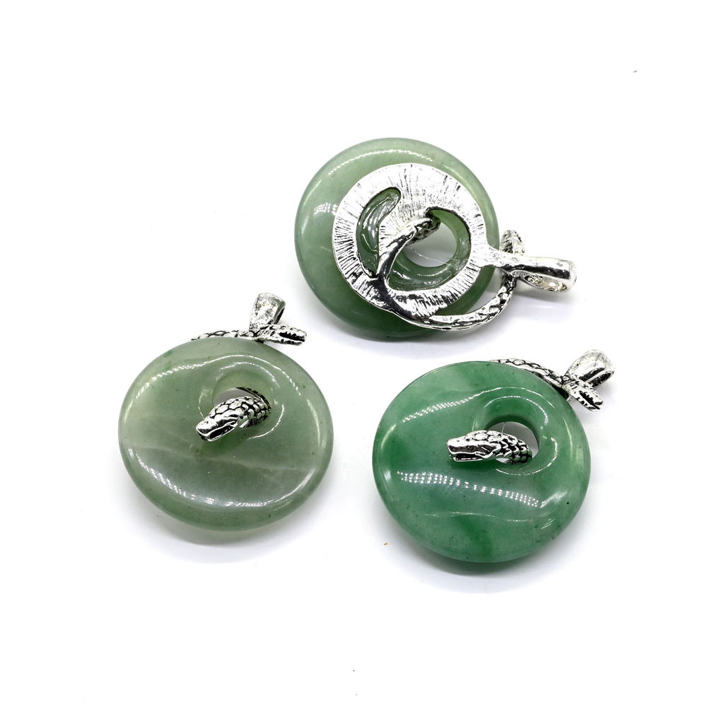 Подвеска с авантюрином зеленым Змея в кольце 30*40мм