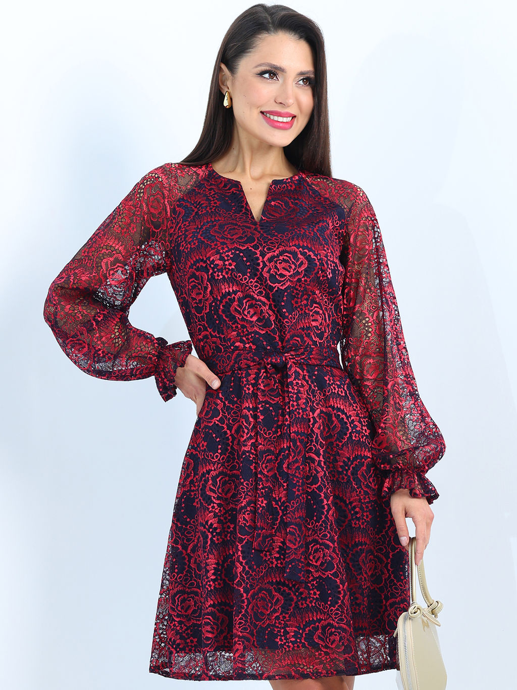 Платье из гипюра нарядное с поясом - Dstrend фото 10